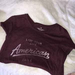 American Eagle Red Cotton Logo T-shirt